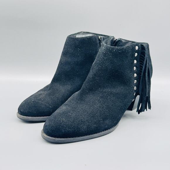 Vionic Boots Womens 8.5 Black Suede Ankle Booties Tassel Studded Zip Western - Picture 3 of 11